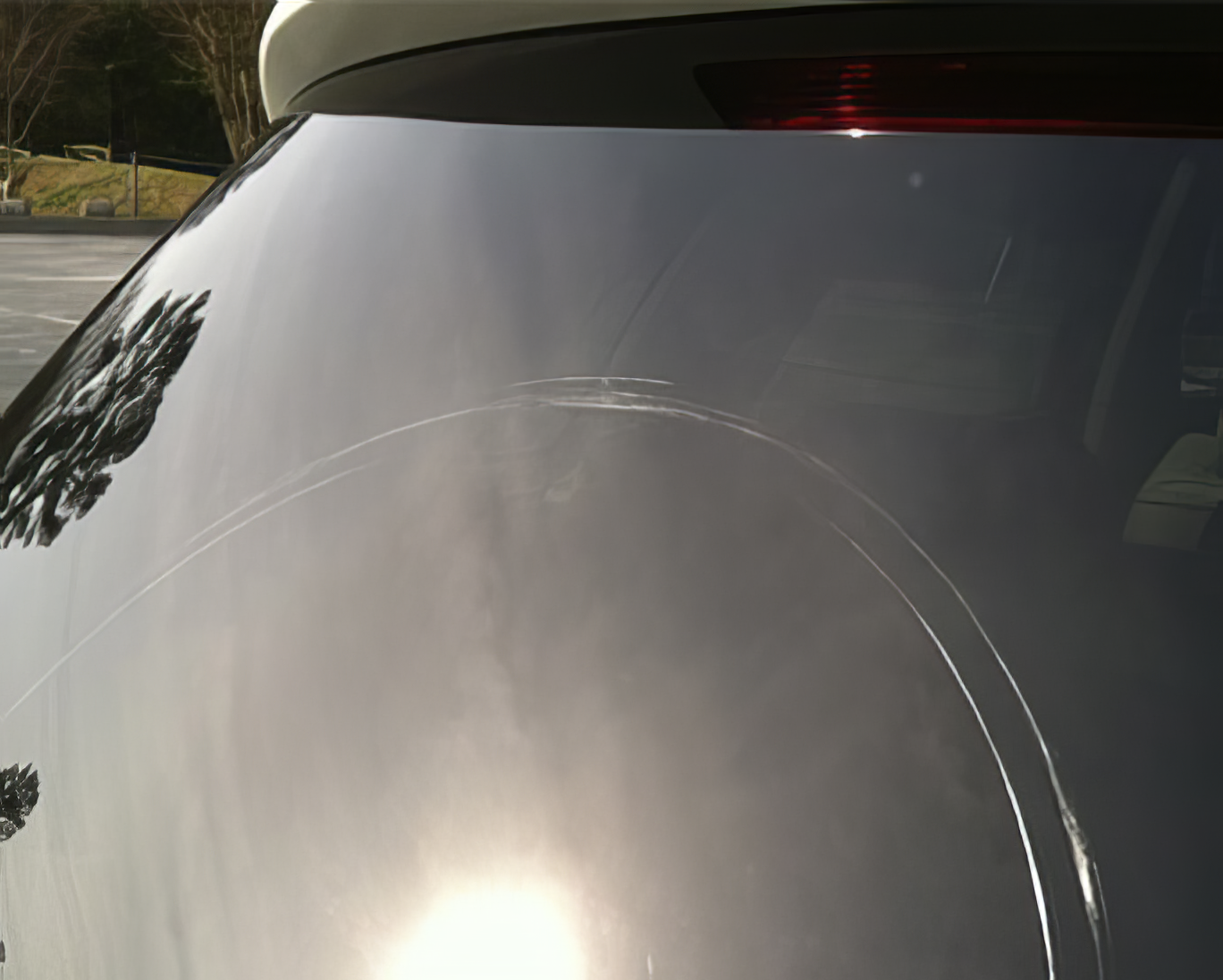 Before repair - damaged windshield